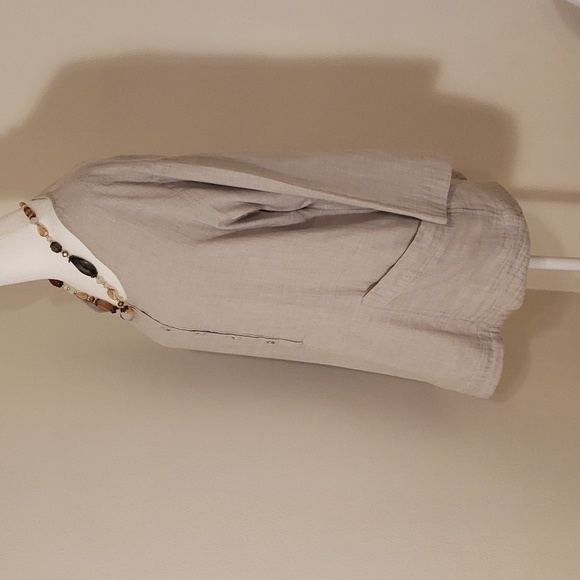 Pure Jill 100% Cotton Boat Neck Three Quarters Sleeves  Blouse Size M Gray - Picture 2 of 6